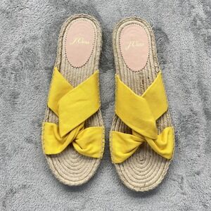 J. Crew Yellow Twisted Canvas Fabric Slide Espadrilles Sandals Women‎ Size 10